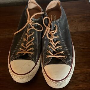 Gray converse all stars with leather strings